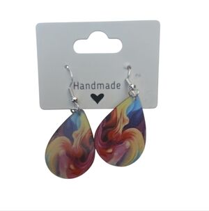 Resin Art Earrings • Multicolor Teardrop Earrings Handmade. 226